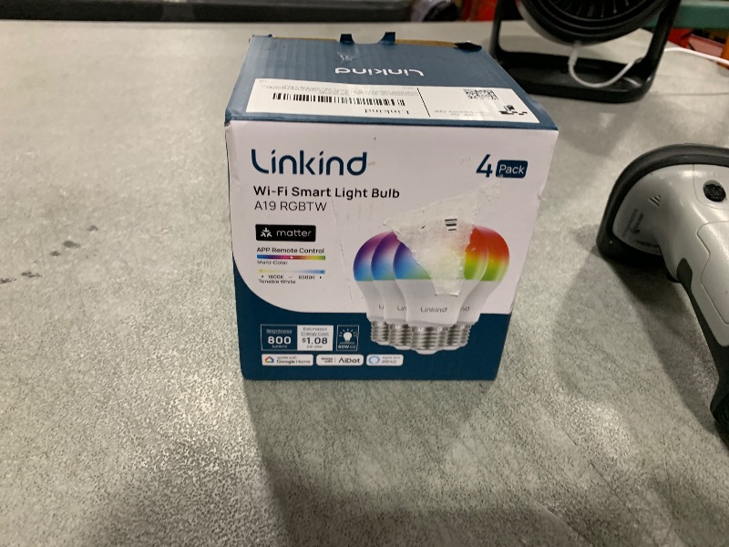 Photo 1 of Linkind Matter Smart Light Bulb, Smart Bulbs Work with Apple Home, Siri, Alexa, Google, SmartThings, LED RGBTW Color Changing Bulbs Music Sync,A19 E26 60W 800LM, 2.4GHz WiFi Only, 4 Pack