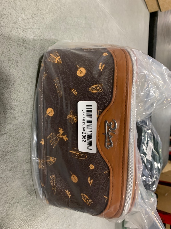 Photo 1 of BOYATU Travel Makeup Bag Cosmetic Bags for Women: 3 Pcs Set Portable Make up Bag with Handle - Vegan Leather Toiletry Bags with Compartments - Makeup Organizer for Travel Essentials(04-Brown)