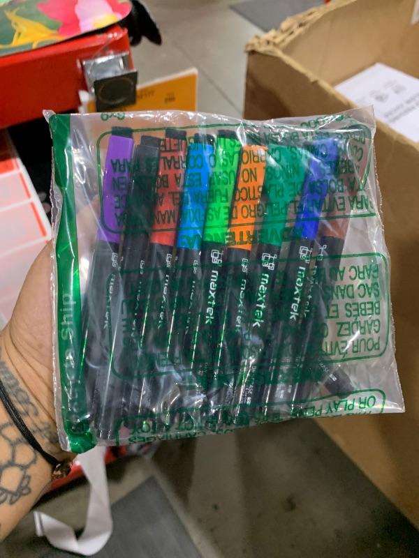 Photo 1 of maxtek Magnetic Whiteboard Markers - 12 Count Colorful Fine Tip Dry Erase Markers with Eraser for Kids, Low Odor Thin Markers for Calendar Boards