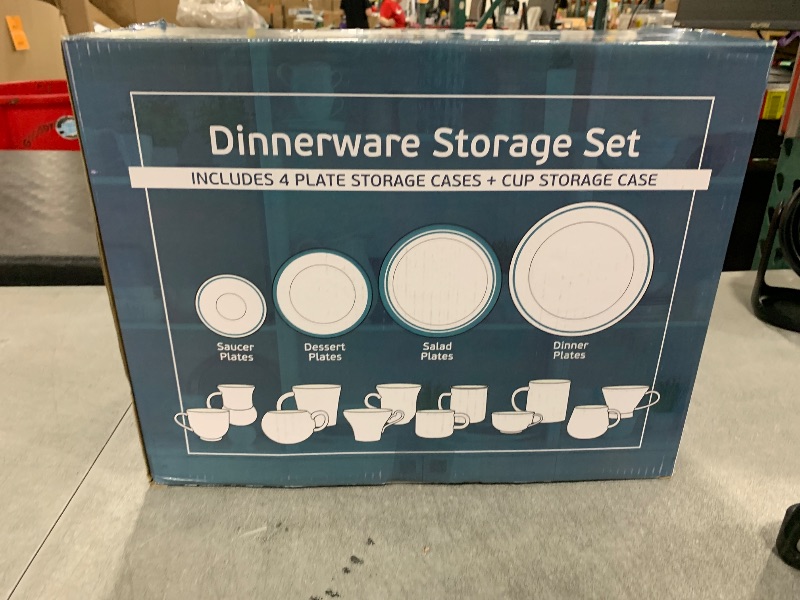 Photo 1 of Fine China Storage Containers Hard Shell – 5 Piece Dish Storage Containers, Quilted and Stackable Mug Storage and Plate Storage Containers, Dish Organizer with Dividers for Moving and Seasonal Storage