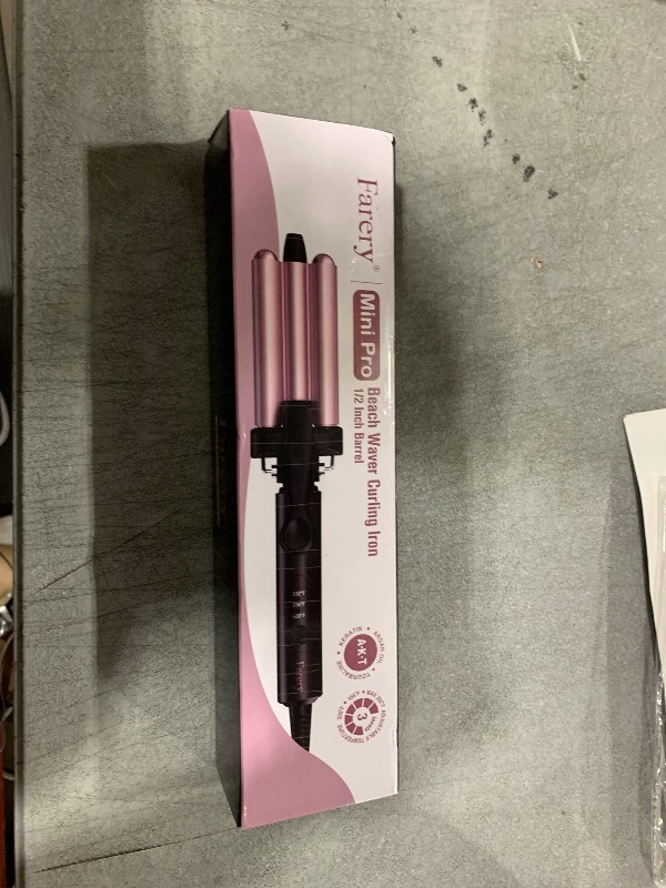 Photo 1 of FARERY Mini Hair Crimper Hair Waver 3 Temperature Adjustable, 3 Barrel Curling Iron for Short Hair, Hair Crimper for Women Beach Waves, 1/2 Inch for Tight Curls, Travel Size, Dual Voltage, Pouch Bag