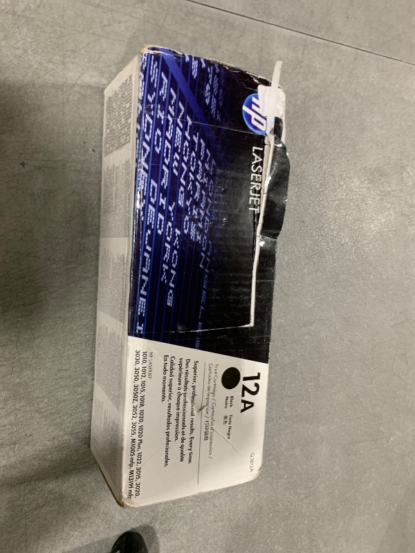 Photo 1 of HP 12A Black Toner Cartridge | Works with HP LaserJet 1010, 1020, 3015, 3020, 3030, 3050 Series; HP LaserJet MFP M1005, M1319 Series | Q2612A