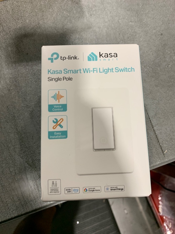 Photo 1 of Kasa Smart Light Switch HS200, Single Pole, Needs Neutral Wire, 2.4GHz Wi-Fi Light Switch Works with Alexa and Google Home, UL Certified, No Hub Required , White, HS200