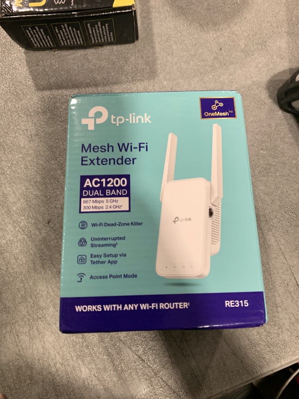 Photo 1 of TP-Link AC1200 WiFi Extender, 2025 Wirecutter Best WiFi Extender, 1.2Gbps home signal booster, Dual Band 5GHz/2.4GHz, Up to 1600 Sq.ft and 32 Devices, EasyMesh Compatible, One Ethernet Port (RE315)