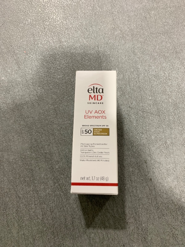Photo 1 of EltaMD UV AOX Elements Tinted Mineral Face Sunscreen Lotion, Tinted Moisturizer for Face SPF 50 with Antioxidants, For Dry Sensitive Skin 1.7 oz Pump