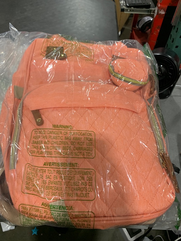 Photo 1 of Diaper Bag with Changing Station, Waterproof 3 in 1 Baby Diaper Backpack with Foldable Changing Pad, Large Travel Back Pack for Baby Girl Boy, Peach Pink