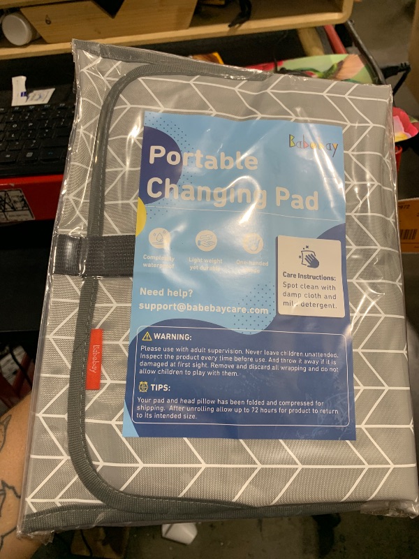 Photo 1 of Portable Changing Pad for Baby, Waterproof Travel Changing Pads for Moms, Dads, with Built-in Pillow, Excellent Baby Shower, Registry Gifts