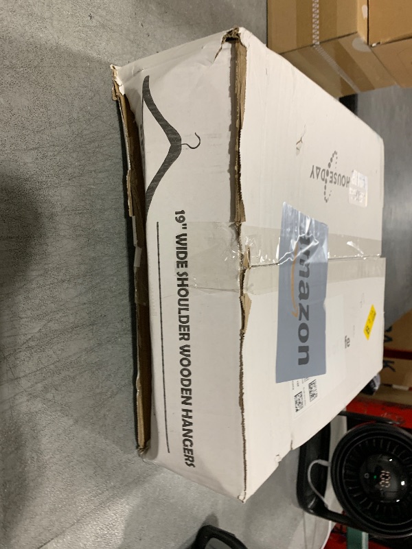 Photo 1 of HOUSE DAY 19'' Extra Wide Shoulder Wooden Hangers 6 Pack, Premium Large Wood Suit Hangers with Non Slip Pant Holder, Wide Shoulder Hangers for Suits, Coats, Jackets, Heavy Wide Clothes Hanger, Black