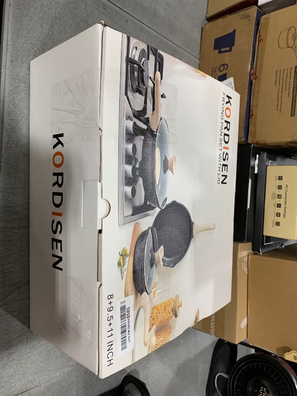 Photo 1 of Kordisen Nonstick Frying Pan Set with Lids, 3 Piece Skillet Set, Healthy Induction Cooking Pan, Stay-Cool Handle, Compatible with All Stovetops, PFOA Free (8, 9.5, 11 Inch)