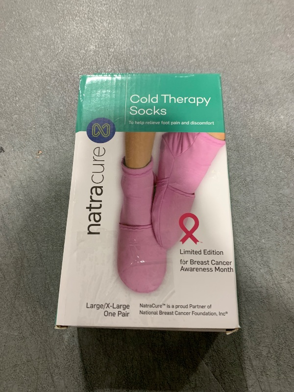 Photo 1 of NatraCure Pink Cold Therapy Socks - Reusable Gel Ice Frozen Slippers for Feet, Chemotherapy, Arthritis, Neuropathy, Plantar Fasciitis, Post Partum Foot - Size: Large