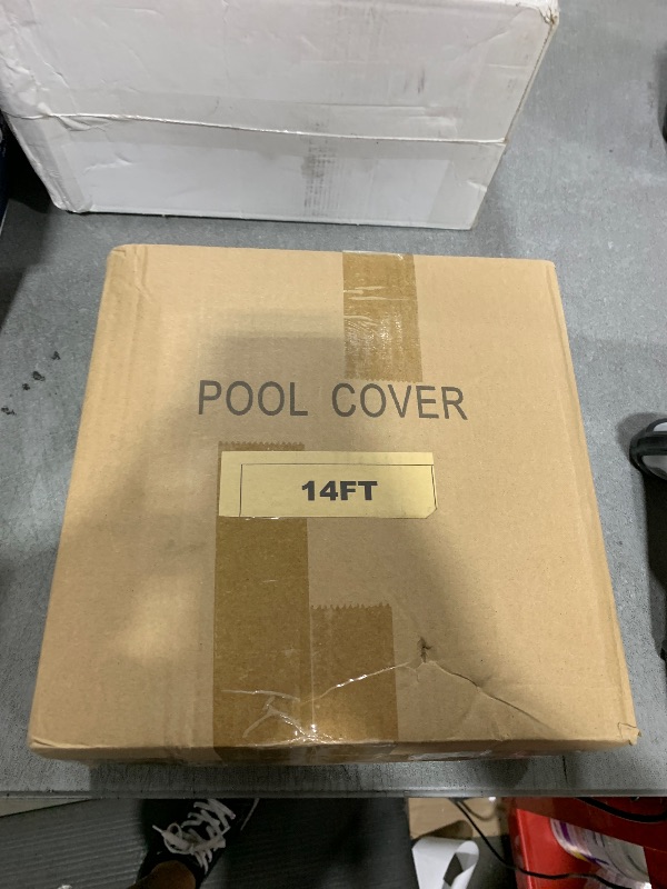 Photo 1 of 13.8 Ft Round Pool Cover, Solar Cover for Above Ground Pools, Heavy Duty Swimming Pool Cover Protector with Winch and Cable, Strong Tear Resistant Winter Pool Cover Ideal for Waterproof and Dustproof