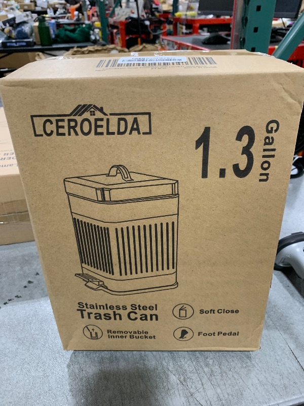 Photo 1 of CEROELDA Small Trash Can with Lid-5L/1.3 Gal,Stainless Steel Outdoor Dog Poop Garbage Can-Farmhouse Retro Metal Waste Bin w/Step Pedal for Bathroom Bedroom Office-Soft Close-Black