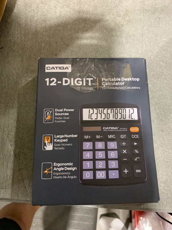 Photo 1 of CATIGA 12 Digits Desktop Calculator with Large LCD Display and Sensitive Button, Dual Solar Power and Battery, Standard Function for Office, Home, School, CD-2786