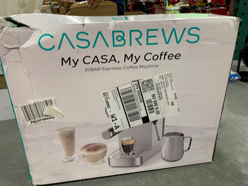 Photo 1 of CASABREWS 3700 Essential Espresso Machine 20 Bar, Stainless Steel Cappuccino & Latte Machine with Steam Frother for Home, 43.9oz Water Tank, Silver