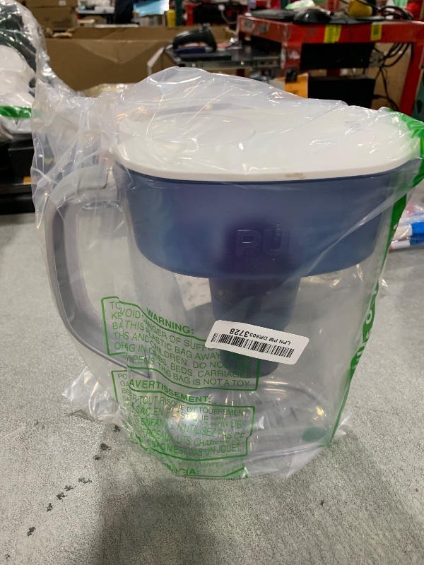 Photo 1 of PUR 7-Cup Water Pitcher, 1 Genuine Filter, Cleaner, Great-tasting Water, Dishwasher Safe, Powerful, Faster Filtration, LockFit Cap Design - White