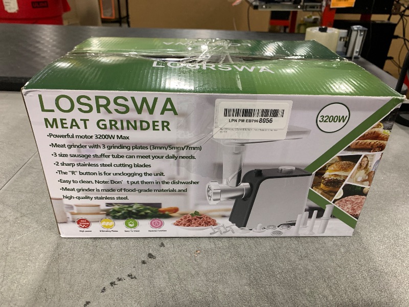 Photo 1 of LOSRSWA 3200W Max Electric Meat Grinder & Sausage Stuffer - Heavy Duty Mincer Machine with 2 Blade And 3 Plates, 3 Tubes & Kubbe Kit for Home Kitchen Use MG-S9(Black)