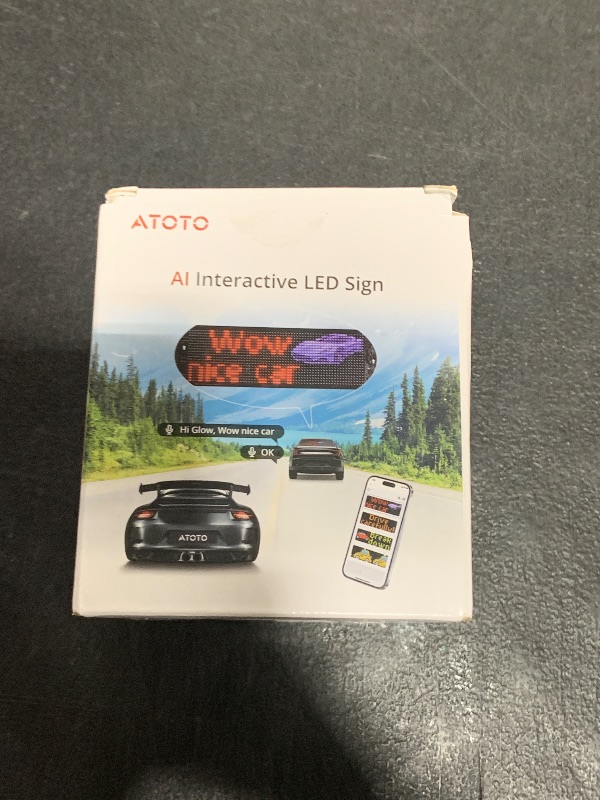 Photo 1 of Programmable LED Sign with AI-Voice Control - 19.4''x 4.3'' Scrolling USB 5V Flexible Led Sign for Car, ATOTOEXCEL Bluetooth App Control Custom Text Pattern Animation LED Display for Car Store