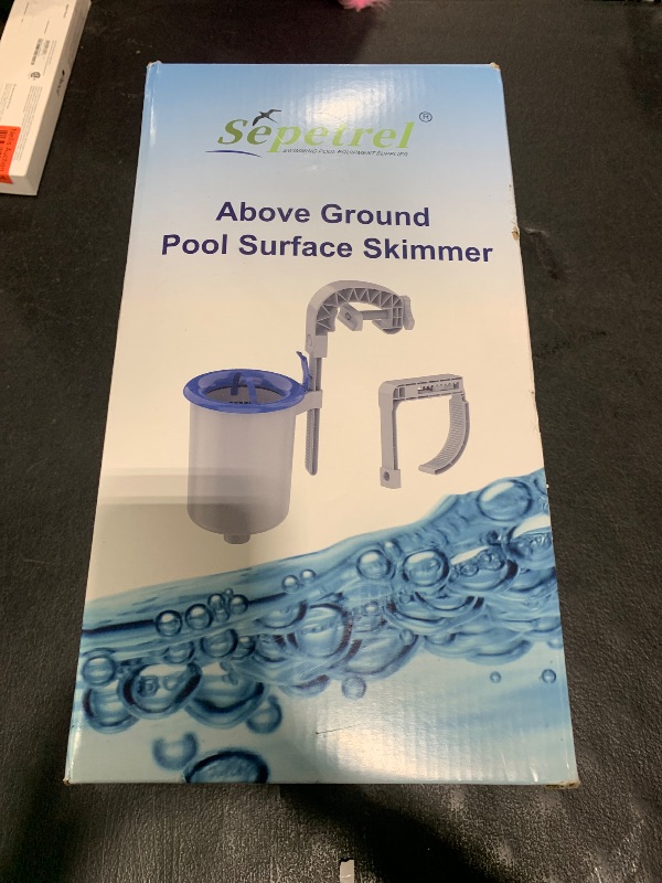 Photo 1 of Sepetrel Above Ground Pool Surface Skimmer, Wall Mount Pool Maintenance Accessories for Inflatable Collars, Tubular & Metal Frame Pools, Floating Skimmer Basket - Efficiently Removes Debris