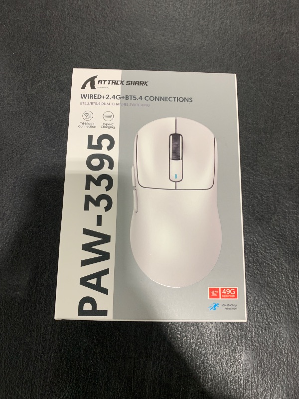 Photo 1 of ATTACK SHARK X3 Lightweight Wireless Gaming Mouse with Tri-Mode 2.4G/USB-C Wired/Bluetooth,Up to 26K DPI, PAW3395 Optical Sensor,Kailh GM8.0 Switch,5 programmable Buttons for PC/Win/Mac(Black)