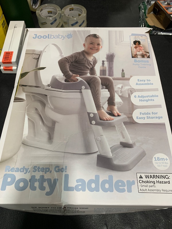 Photo 1 of Jool Baby Potty Training Seat with 2 Step Ladder for Toddlers - Soft Cushioned Seat & Splash Guard, Adjustable Height (Gray)