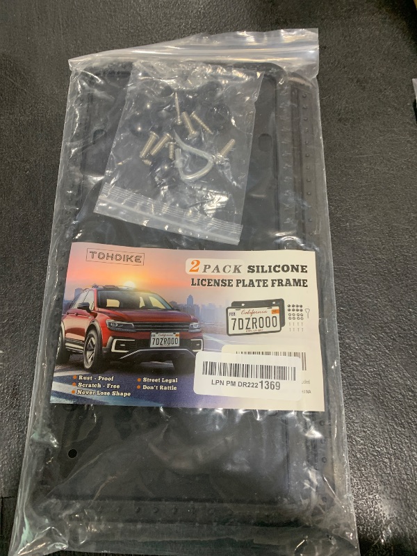 Photo 1 of License Plate Frames - 2 PCS Silicone License Plate Holder for US Car Universal License Plate Bracket, Rustproof, Rattle Proof & Weatherproof, Mounting Accessories Included