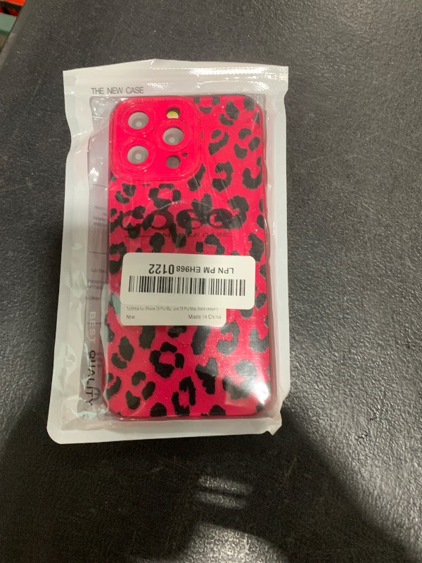 Photo 1 of TURYXIA for iPhone 15 Pro Max Case Compatible with Magsafe Glitter Pink Case with Leopard Pattern for Girls Women Girly Bling Neon Color Soft Magnetic Cover for iPhone 15 Pro Max, Black Leopard
