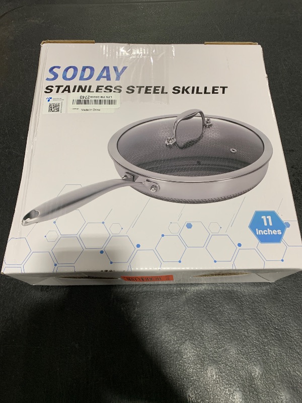 Photo 1 of 10.5 inch Frying Pan Nonstick with Lid, 2.5 Qt Deep Non Stick Stainless Steel Sauté Pan Skillet, Dishwasher and Oven Safe, Compatible with All Cooktops