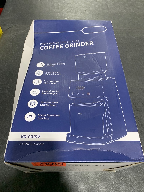 Photo 1 of SHARDOR Conical Burr Espresso Coffee Grinder Electric with Precision Timer 2.0, Touchscreen Adjustable Burr Mill with 51 Precise Settings for Home Use, Anti-static, Stainless Steel