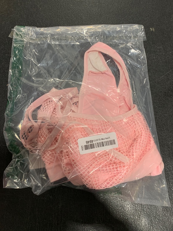 Photo 1 of ABAFIP Women's Rave Outfits Cutout Fishnet Top High Waisted Booty Shorts Fishnet Garters Bottom Choker 3 Pieces Nightwear Festival Clothes Light Pink Medium