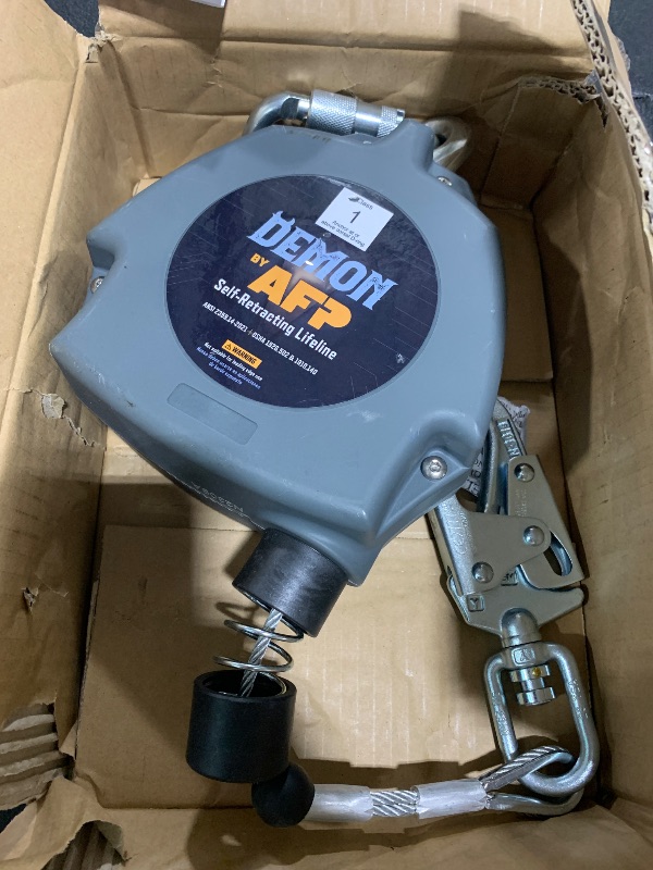 Photo 1 of AFP Demon 20 FT Single Leg Self-Retracting Lifeline Cable Retractable | Steel Locking Snap Hook | Safety Yoyo | Fall Protection Arrest Limiter | Construction Industrial | OSHA & ANSI Rated SRL