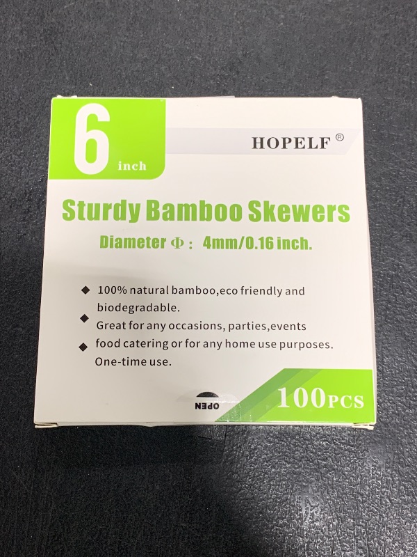 Photo 1 of HOPELF 6" Natural Bamboo Skewers for BBQ?Appetiser?Fruit?Cocktail?Kabob?Chocolate Fountain?Grilling?Barbecue?Kitchen?Crafting and Party. ?=4mm, More Size Choices 8"/10"/12"/14"/16"/30"(100 PCS)