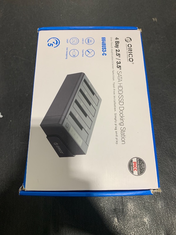 Photo 1 of ORICO 4 Bay External Hard Drive Docking Station USB 3.2 Gen 1 to SATA I/II/III for 2.5''/3.5'' HDD SSD with Hard Drive Duplicator/Cloner Function Support UASP [4 x 20TB]-6648US3