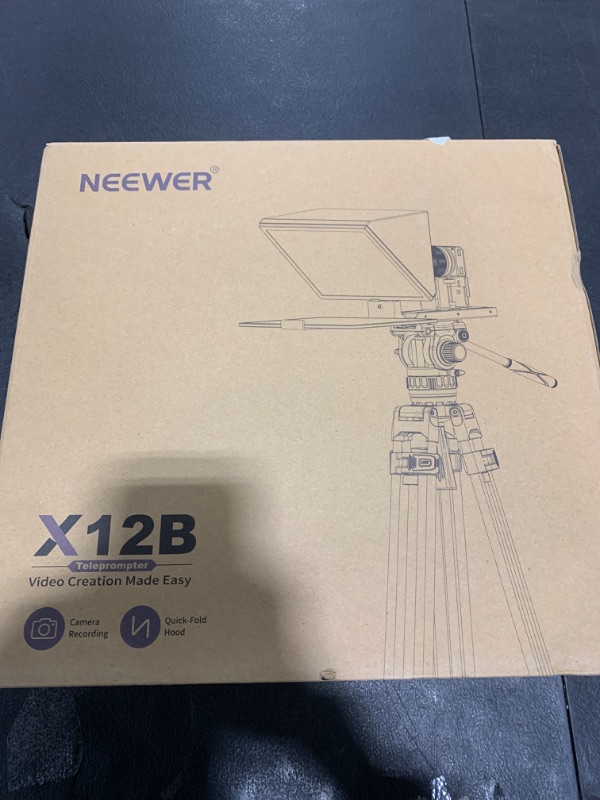 Photo 1 of NEEWER Basics X12B Aluminum Alloy Liftable Teleprompter 12" for iPad Tablet Phone DSLR Camera, No Assembly, Remote & App Control, Compatible with iOS Android, Pro for Online Teaching Live Streaming
