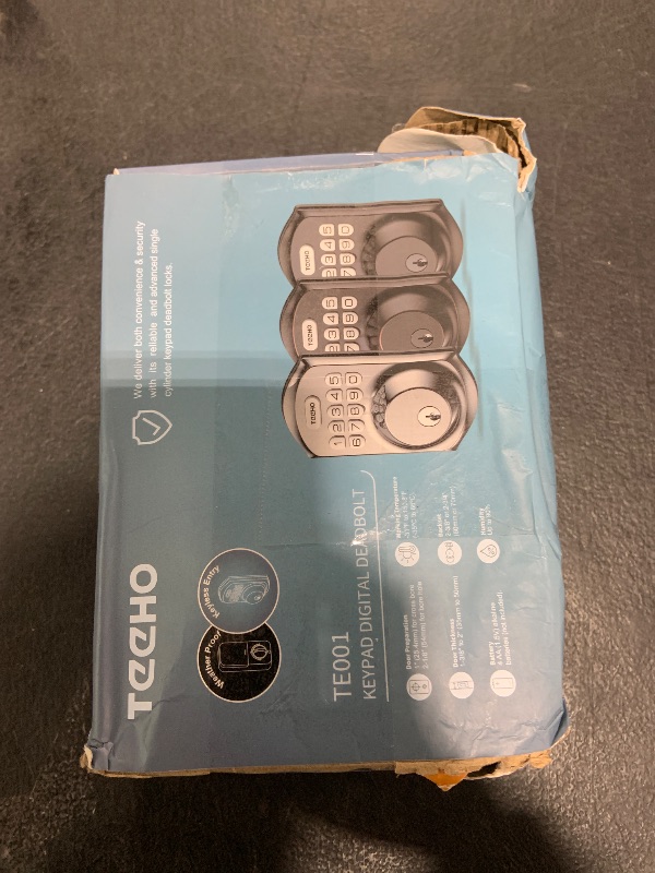 Photo 1 of TEEHO TE001 Keyless Entry Door Lock with Keypad - Smart Deadbolt Lock for Front Door with 2 Keys - Auto Lock - Easy Installation - Matte Black
