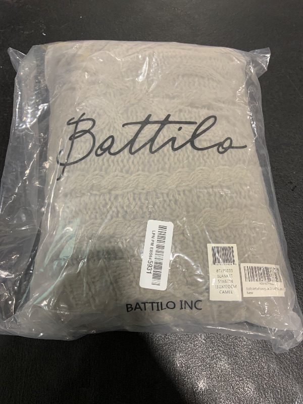 Photo 1 of Battilo Camel Tan Throw Blanket for Couch,51"x67", Cable Chenille Knitted Throw Blankets for Bed, Sofa, Chair,Living Room, Soft Cozy Thick Warm Decorative Textured Blanket.