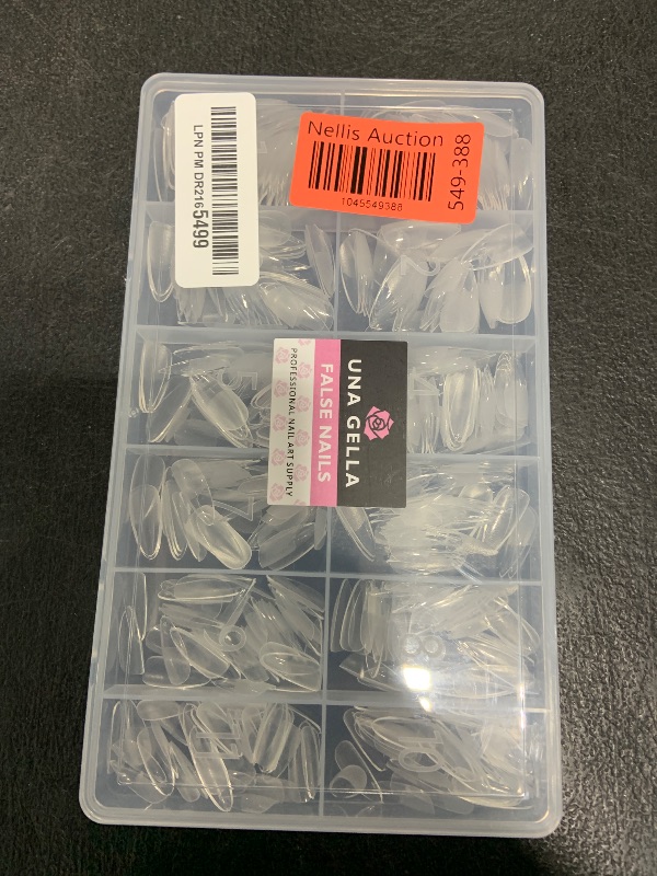 Photo 1 of UNA GELLA Almond Gel Nail Tips, 504PCS Pre Etched Clear Fake Nails Tips Medium Almond Shape - 12 Sizes Full Cover Soft Acrylic Press On Nail Extensions No C Curve Gift for Diy at Home