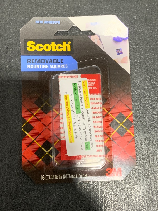 Photo 1 of Scotch Removable Double-Sided Mounting Squares, 16 Pre-Cut Foam Squares, 0.7 in. x 0.7 in., Removes Easily Without Leaving Any Residue, Photo-Safe, Mess-Free Application (108AMS-SQ-16)