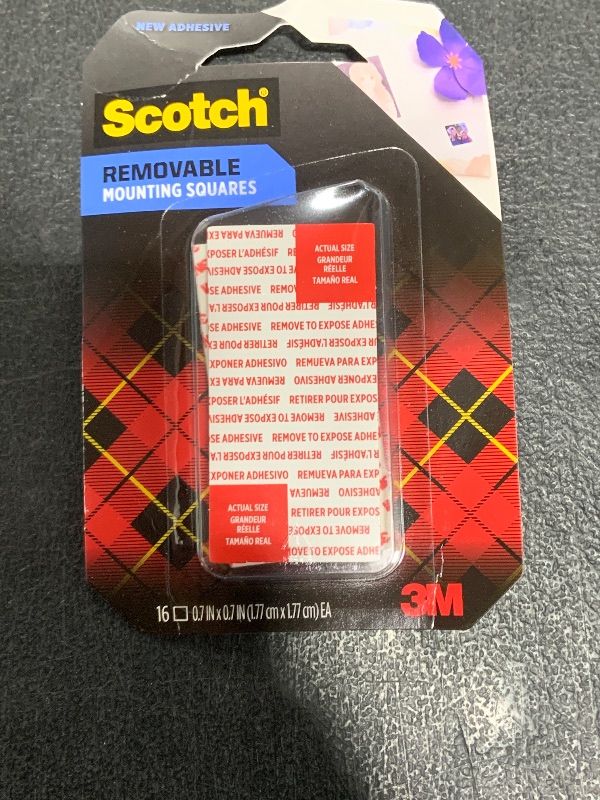 Photo 1 of Scotch Removable Double-Sided Mounting Squares, 16 Pre-Cut Foam Squares, 0.7 in. x 0.7 in., Removes Easily Without Leaving Any Residue, Photo-Safe, Mess-Free Application (108AMS-SQ-16)