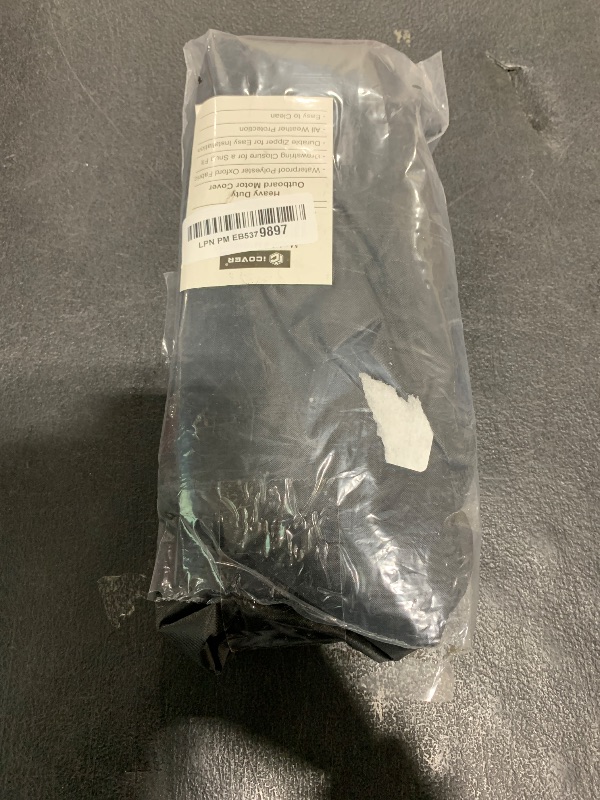 Photo 1 of iCOVER Outboard Motor Covers, Trailerable Full Boat Engine Cover Waterproof Heavy Duty Oxford Fabric with Zipper, Fits 6-15HP Motors