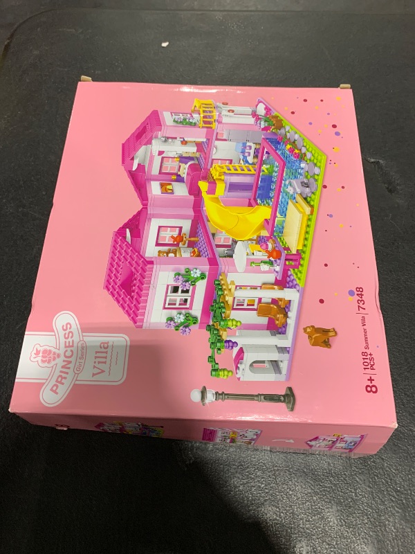 Photo 1 of Pink Girls Summer Villa Friends Building Set Compatible with Lego Friends Construction Educational Toy for Kids Age 8-12 and Up 1018 PCS