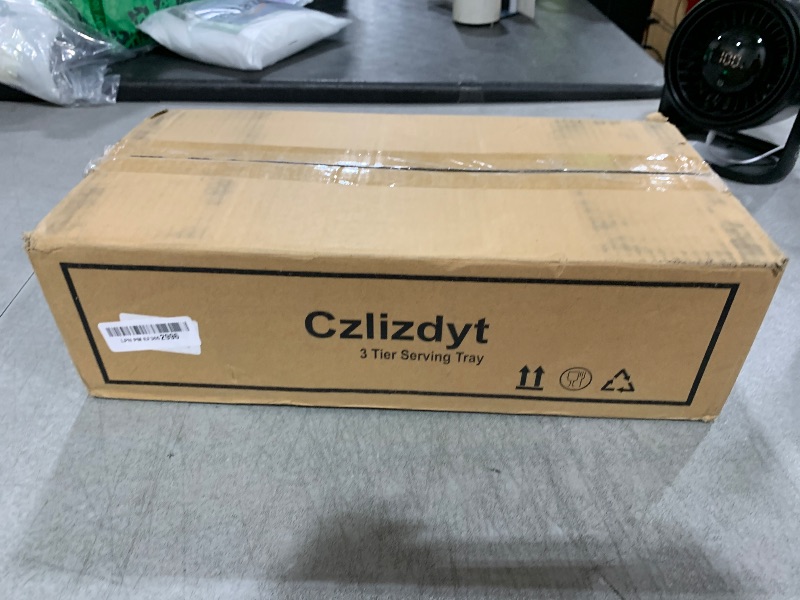 Photo 1 of Czlizdyt Extra Large 3 Tier Serving Tray Set, 24x22x9.7 inch Cupcake Fruit Cookie Dessert Table Display Stands Melamine Tiered Platters Food Trays for Party Buffet Entertaining, White