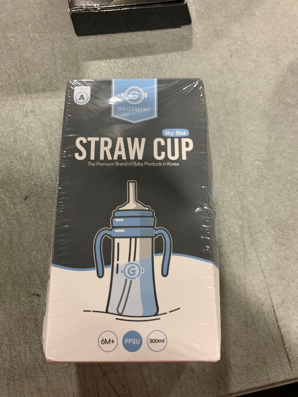 Photo 1 of GROSMIMI Spill Proof no Spill Magic Sippy Cup with Straw with Handle for Baby and Toddlers, Customizable, PPSU, BPA Free 10 oz (Sky blue)