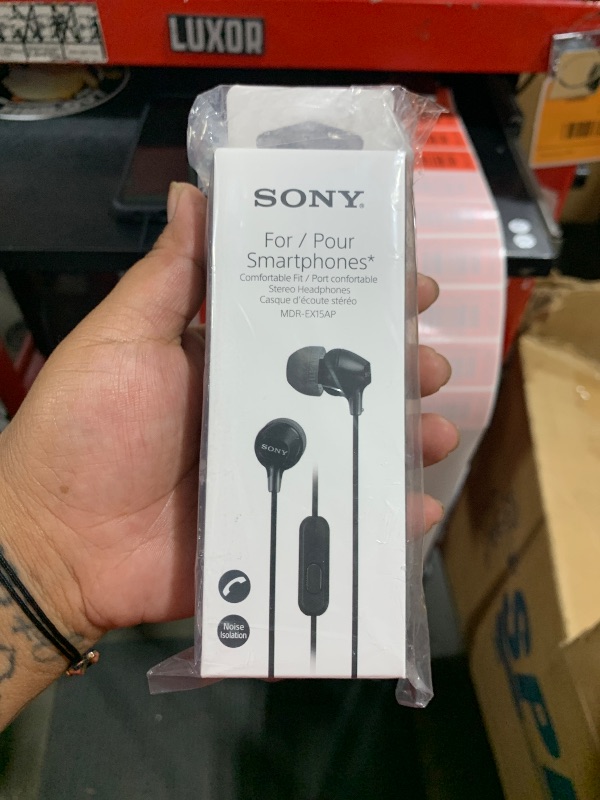 Photo 1 of Sony MDREX15AP In-Ear Earbud Headphones with Mic, Black (MDREX15AP/B)