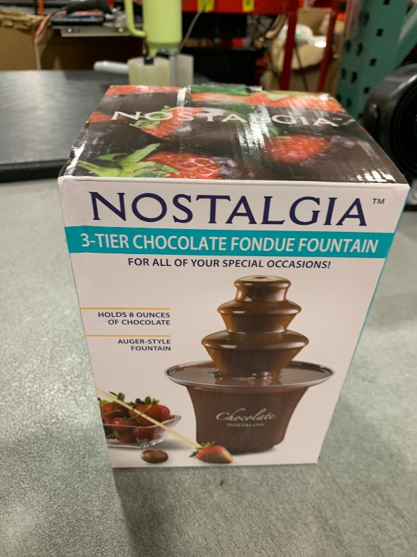 Photo 1 of Nostalgia 3 Tier Electric Chocolate Fondue Fountain Machine for Parties - Melts Cheese, Queso, Candy, and Liqueur - Dip Strawberries, Apple Wedges, Vegetables, and More - 8-Ounce - Brown