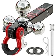 Photo 1 of Ayleid Trailer Hitch Tri-Ball Mount with Hook&Pin&Rotatable Tow Shackle,Fits 2-in Receiver with 1-7/8-in,2-in,2-5/16-in Hitch Ball