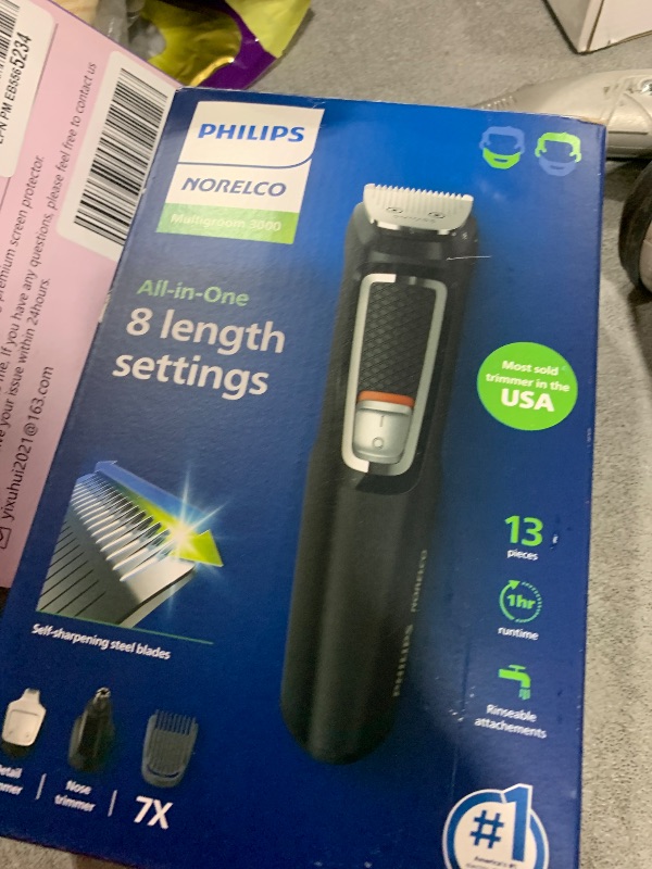 Photo 1 of Norelco Philips Multi Groomer All-in-One Trimmer Series 3000-13 Piece Mens Grooming Kit for Beard, Face, Nose, Ear Hair Trimmer and Hair Clipper - NO Blade Oil Needed, MG3740/40
