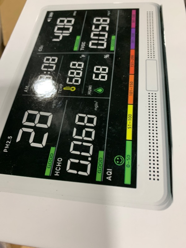 Photo 1 of 16 in 1 Air Quality Monitor Indoor 7" Display 9 AQI+7 AQI Alerts Air Quality Meter for CO2, TVOC, PM2.5 PM1.0 PM10, HCHO, Temperature Humidity AQI & Time, Air Detector Air Quality Tester for Home