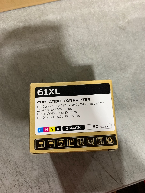 Photo 1 of 61XL Ink Cartridge High-Yield Combo Pack Replacement for HP 61XL 61 Ink DeskJet 1000 1010 1050 1510 1512 2050 2510 2540 3000 3050 3510 Envy 4500 5530 4502 OfficeJet 2620 4630 4635 Printer Black Color