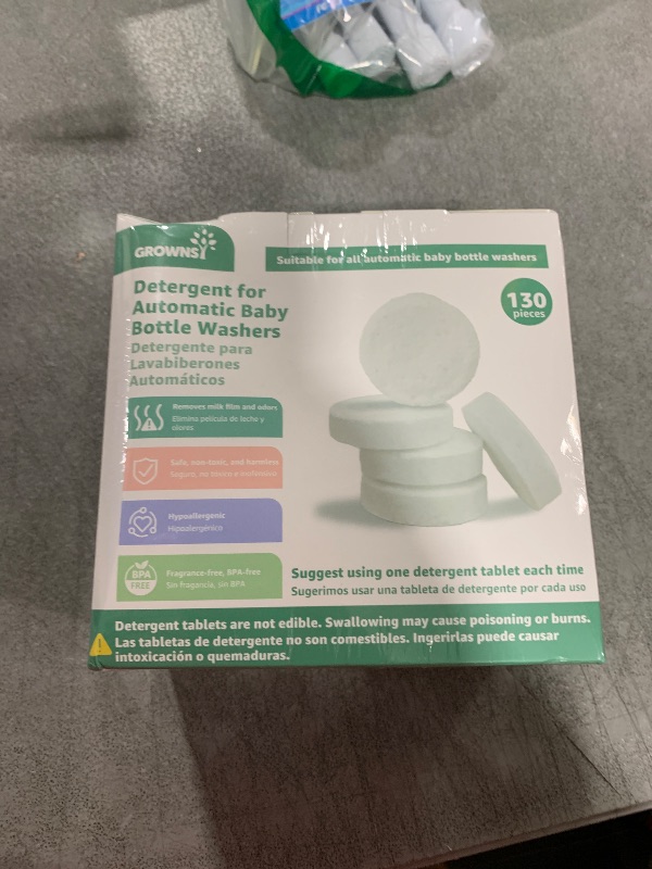Photo 1 of GROWNSY Detergent Washing Tablets 130 PCS for Momcozy, Baby Brezza, Papablic Bottle Washer, Compatible with All Brands Baby Bottle Washers