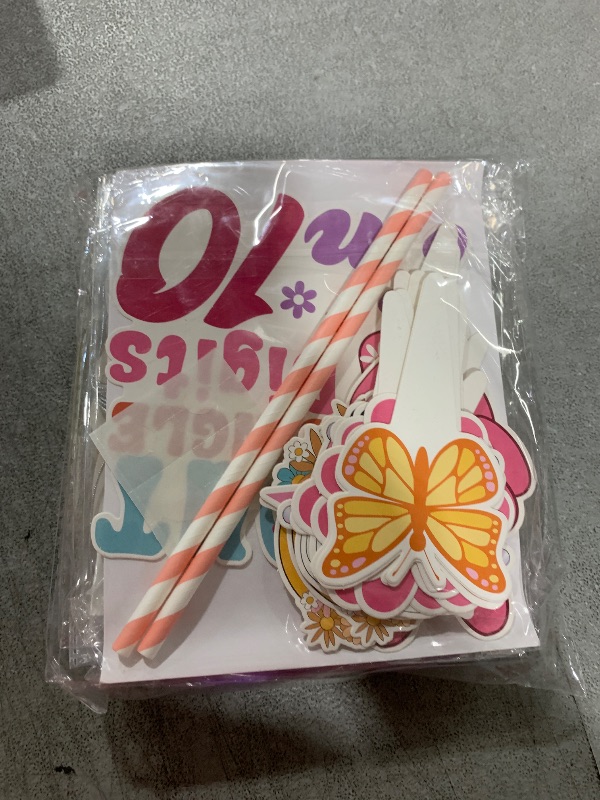 Photo 1 of 10th Birthday Decorations for Girl, Peace Out Single Digits Party Decor, 10th Birthday Decorations Banner Cake Topper Balloons Set, Peace Out Single Digits I'm 10 Banner for Girls Party Supplies
